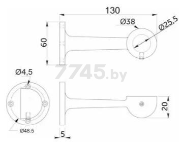 Держатель для трубы AKS 571 дистанционный замыкающий d25 мм - Фото 3