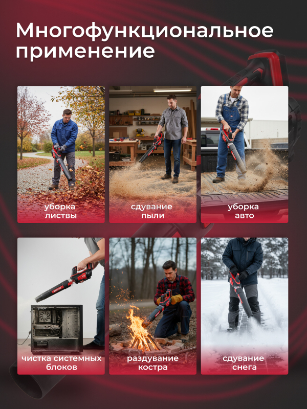 Воздуходувка аккумуляторная WORTEX BB 2018 D ALL1 SOLO (1333738) - Фото 2