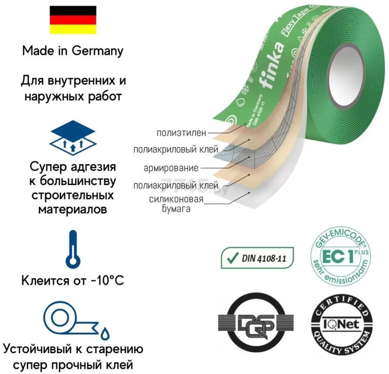 Лента герметизирующая клейкая FINKA Flexy Tape 50 мм 25 м (FFT5025) - Фото 4
