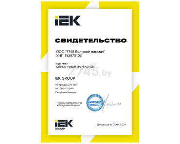 Пример сертификата