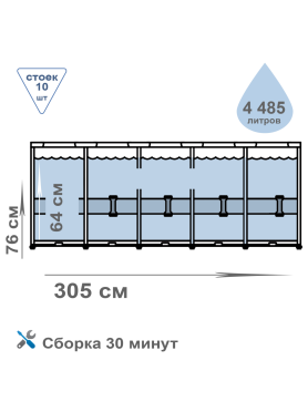 Бассейн INTEX Prism Frame 26700NP (305х76)