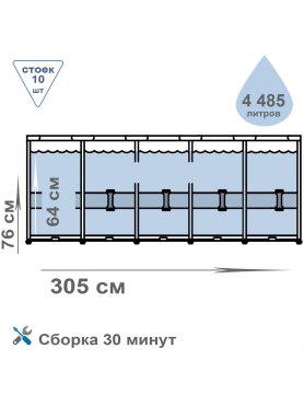 Бассейн INTEX Prism Frame 26702NP (305х76)