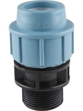 Муфта ПНД компрессионная 25x3/4" с наружной резьбой AV ENGINEERING 