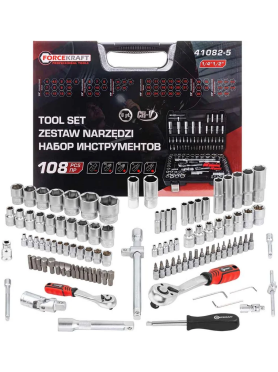 Набор инструментов 1/4", 1/2" 6 граней 108 предметов FORCEKRAFT 