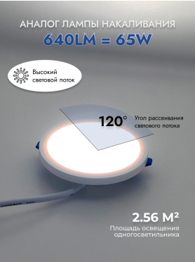Светильник встраиваемый светодиодный 8 Вт 4000K TRUENERGY Light Premium Круг белый 