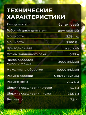 Бензиновый триммер (Мотокоса) ECO GTP-250S Power 