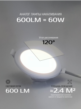 Светильник точечный светодиодный 9 Вт 4000К TRUENERGY Slim Iron Круг 