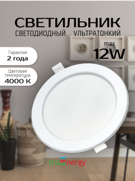 Светильник точечный светодиодный 12 Вт 4000К TRUENERGY Slim Iron Круг 