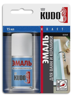 Эмаль синтетическая KUDO для ванн и керамики белая 15 мл 