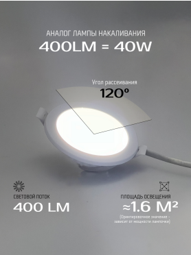 Светильник точечный светодиодный 7 Вт 4000K TRUENERGY Slim Iron Круг 