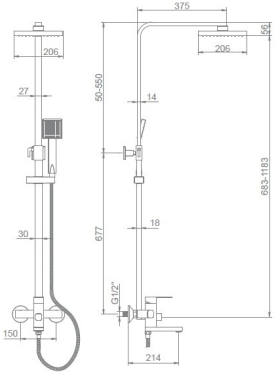 Душевая стойка LEDEME L2433/L2433B