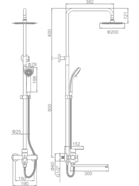 Душевая стойка LEDEME L72403-2