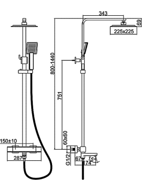 Душевая стойка LEDEME L2424/L2424B