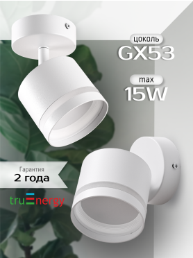 Светильник накладной поворотный GX53 TRUENERGY Modern с матовым кольцом белый 