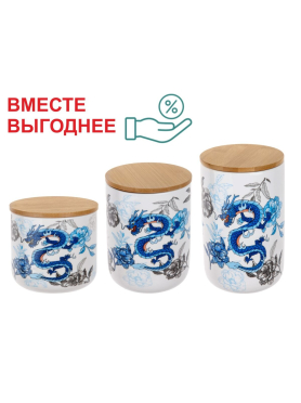 Набор керамических банок для сыпучих продуктов PERFECTO LINEA Blue Dragon 3 штуки 