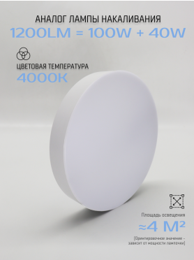 Светильник накладной светодиодный 15 Вт 4000K TRUENERGY Aura белый 