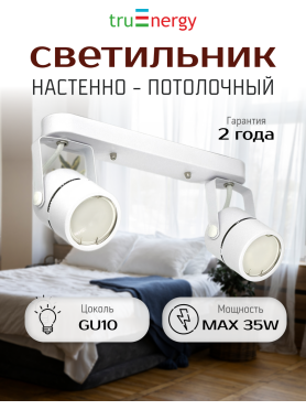 Светильник накладной поворотный 2хGU10 TRUENERGY Focus круг белый 