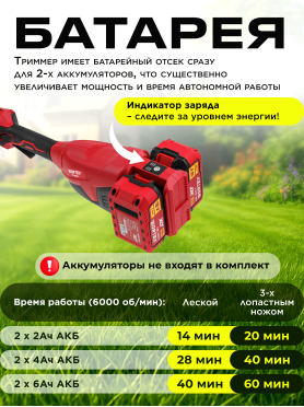 Триммер аккумуляторный WORTEX TB 3036-1 ALL1 XLT SOLO 