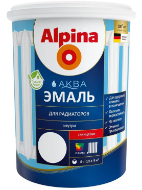 Эмаль акриловая ALPINA Аква для радиаторов  0,9 л 