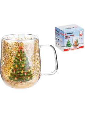 Кружка стеклянная с двойными стенками PERFECTO LINEA Christmas-1 380 мл 