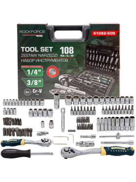 Набор инструментов 1/4", 3/8" 6 граней 108 предметов ROCKFORCE LIGHT 