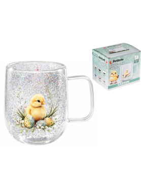 Кружка стеклянная PERFECTO LINEA Easter-2 с двойными стенками 380 мл 