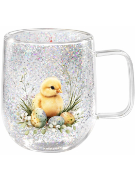 Кружка стеклянная PERFECTO LINEA Easter-2 с двойными стенками 380 мл 