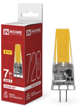 Лампа светодиодная G4 IN HOME LED-JC-COB 7 Вт 4000К 
