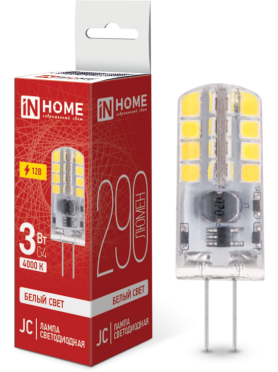 Лампа светодиодная G4 IN HOME LED-JC 3 Вт 4000К 