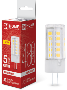 Лампа светодиодная G4 IN HOME LED-JC 5 Вт 4000К 