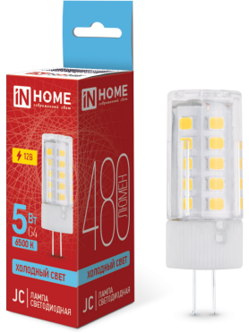 Лампа светодиодная G4 IN HOME LED-JC 5 Вт 6500К 