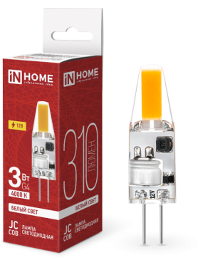 Лампа светодиодная G4 IN HOME LED-JC-COB 3 Вт 4000К 