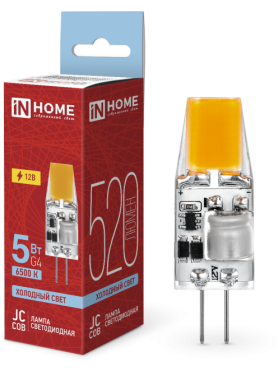 Лампа светодиодная G4 IN HOME LED-JC-COB 5 Вт 6500К 