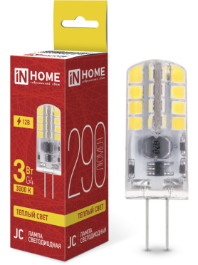 Лампа светодиодная G4 IN HOME LED-JC 3 Вт 3000К 