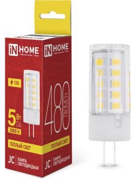 Лампа светодиодная G4 IN HOME LED-JC 5 Вт 3000К 