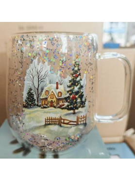 Кружка стеклянная PERFECTO LINEA Snow Ballet-1 с двойными стенками 380 мл 