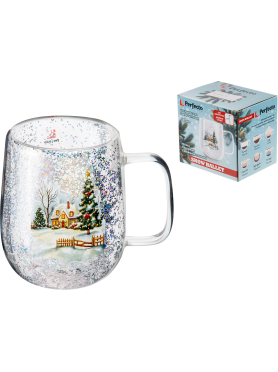 Кружка стеклянная PERFECTO LINEA Snow Ballet-1 с двойными стенками 380 мл 