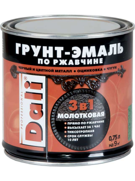 Грунт-эмаль алкидная DALI молотковая по ржавчине 3 в 1 шоколадный 0,75 л